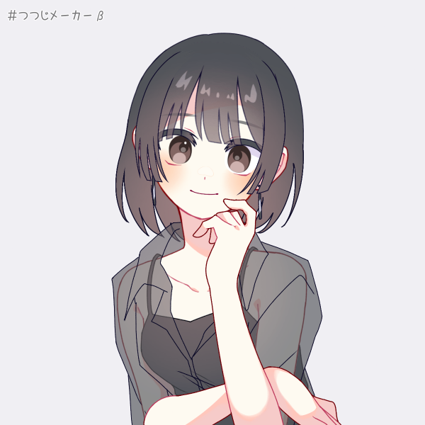 a manga-style image of a cute short-haired brunette with brown eyes